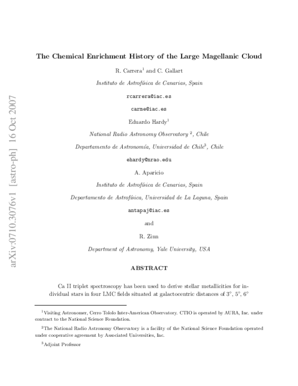 (PDF) The Chemical Enrichment History of the Large Magellanic Cloud