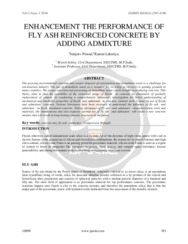 (PDF) Enhancement the Performance of Fly Ash Reinforced Concrete by ...