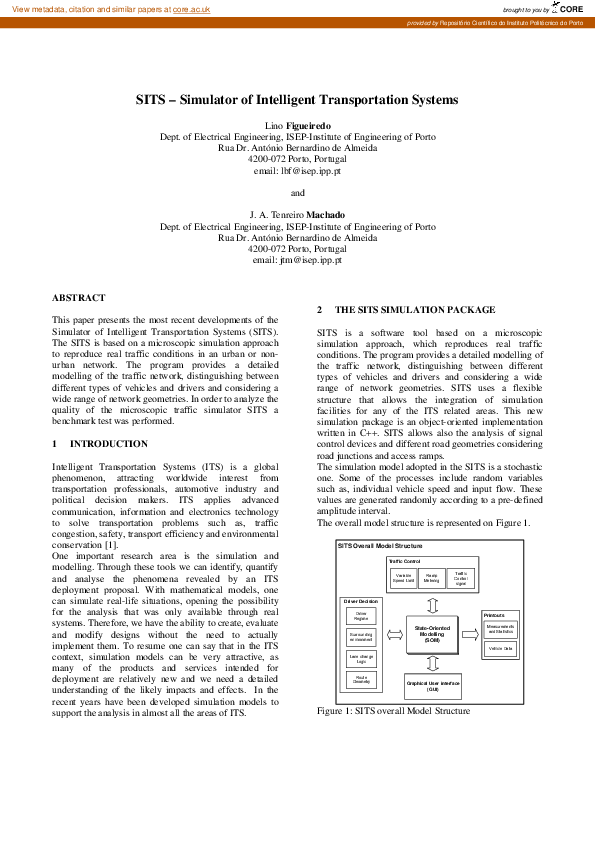 (PDF) SITS – Simulator of Intelligent Transportation Systems