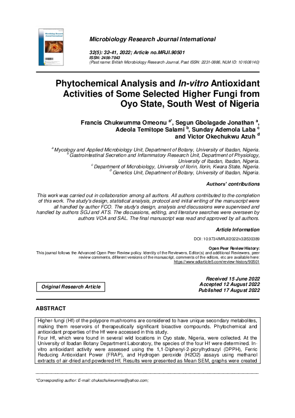 (PDF) Phytochemical Analysis and In-vitro Antioxidant Activities of ...