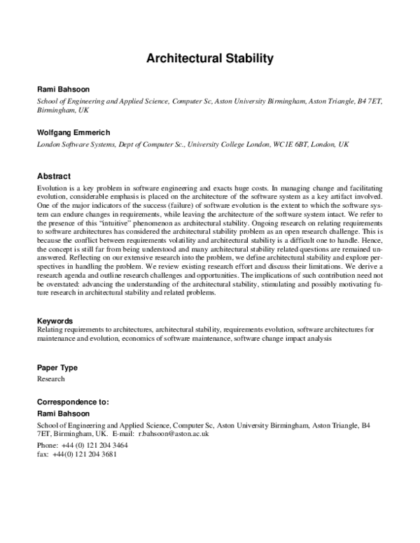 (PDF) Architectural Stability