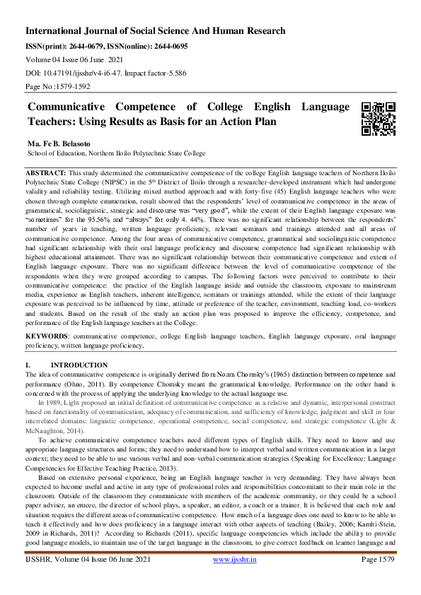 (PDF) Communicative Competence of College English Language Teachers ...