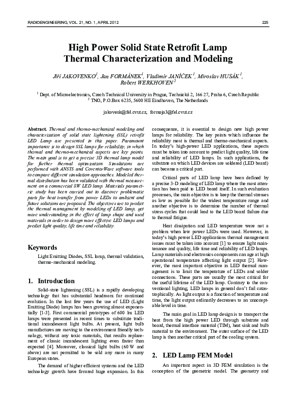 (PDF) High power solid state retrofit lamp thermal characterization and ...