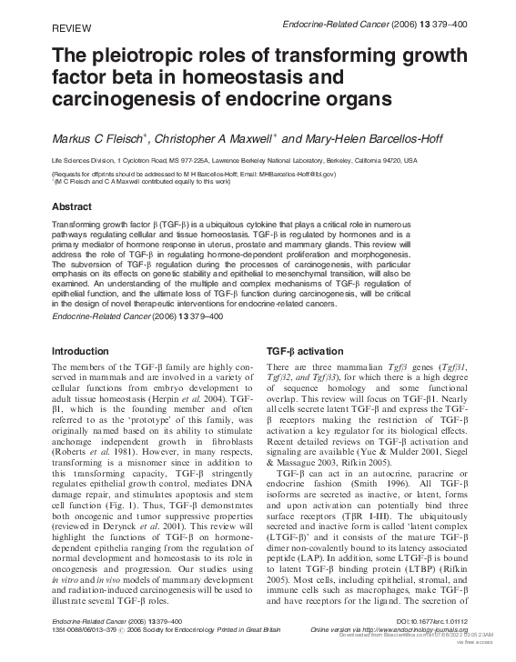 (PDF) The pleiotropic roles of transforming growth factor beta in ...
