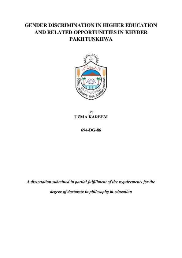 (PDF) Study of Gender Discrimination in Higher Education and Related ...