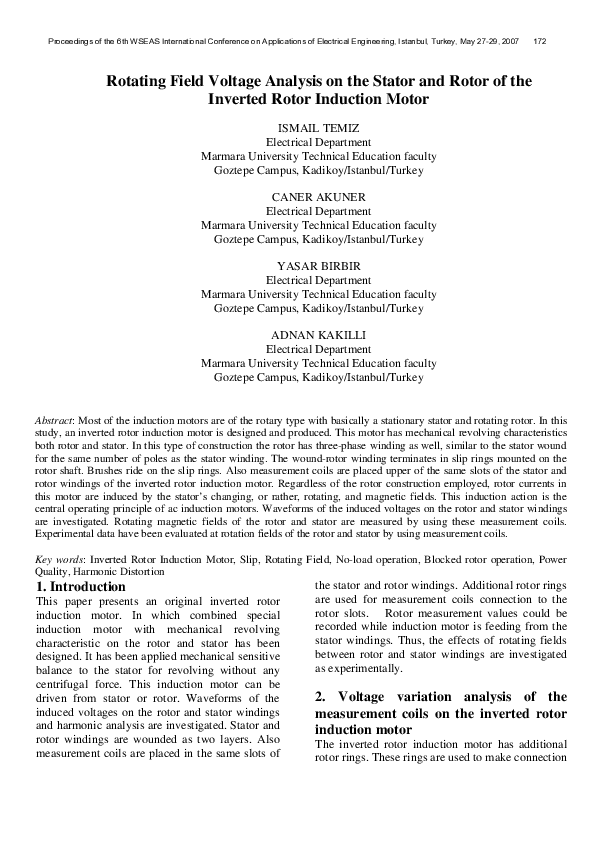 (PDF) Rotating field voltage analysis on the stator and rotor of the ...