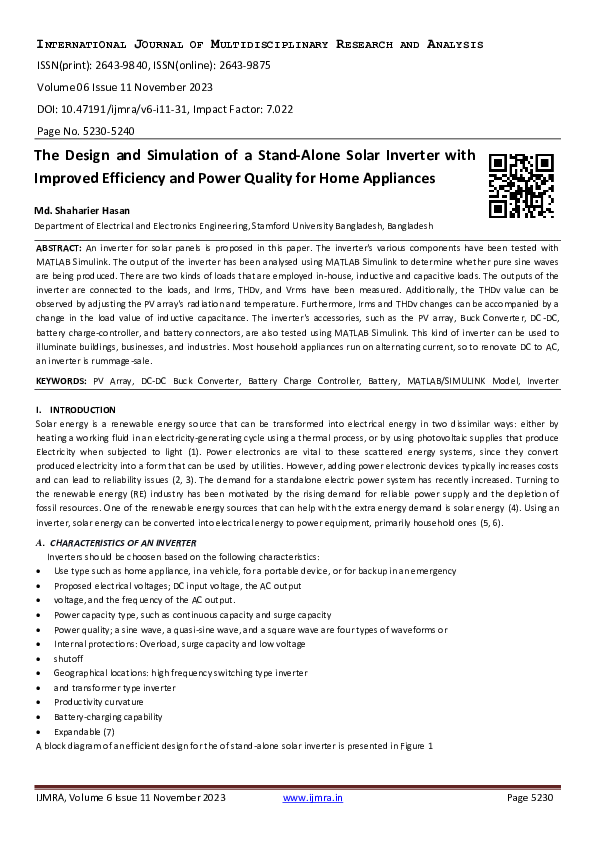 (PDF) The Design and Simulation of a Stand-Alone Solar Inverter with ...