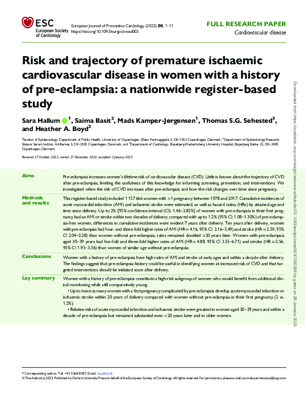 (PDF) Risk and trajectory of premature ischaemic cardiovascular disease ...