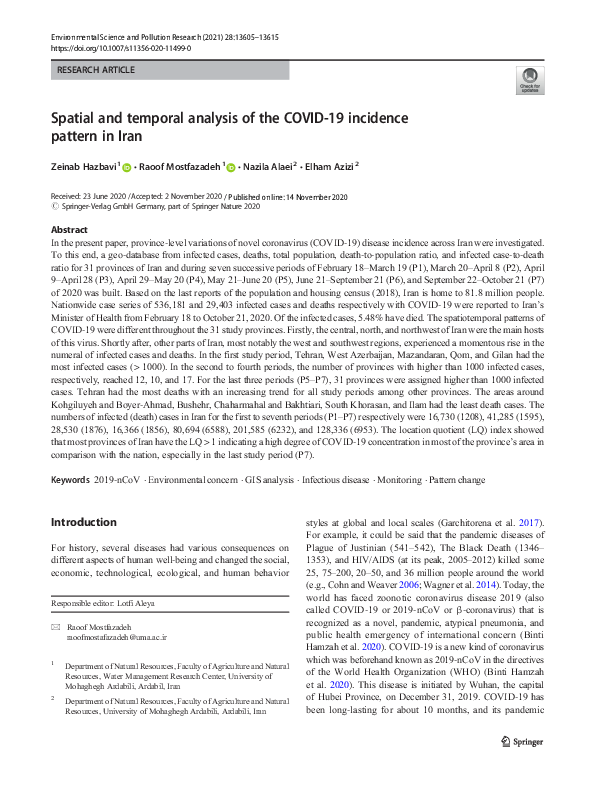 (PDF) Spatial and temporal analysis of the COVID-19 incidence pattern ...