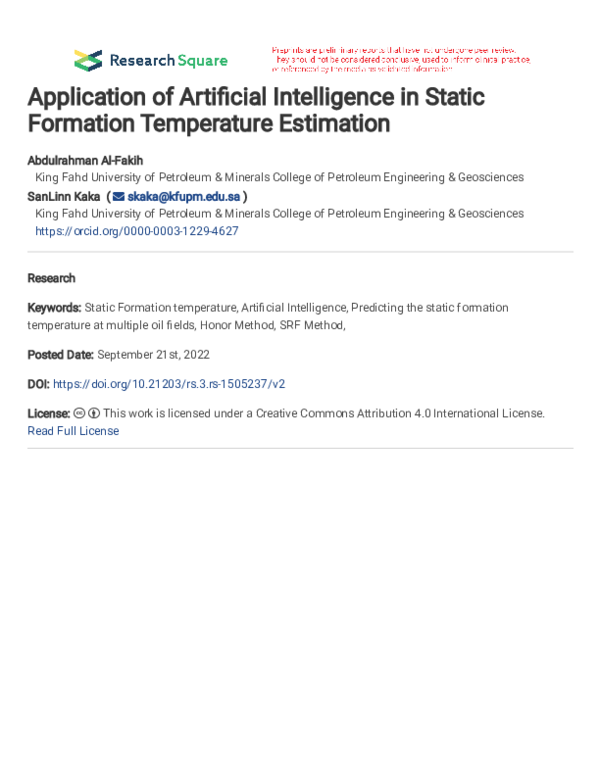 (PDF) Application of Artificial Intelligence in Static Formation ...