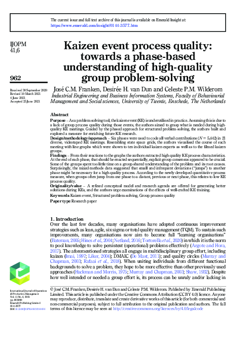 (PDF) Kaizen event process quality: towards a phase-based understanding ...