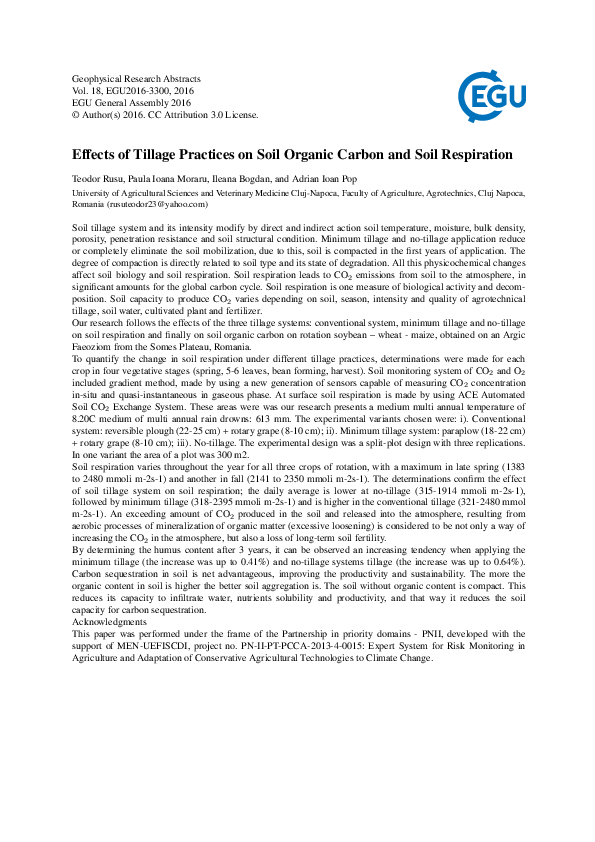 (PDF) Effects of Tillage Practices on Soil Organic Carbon and Soil ...