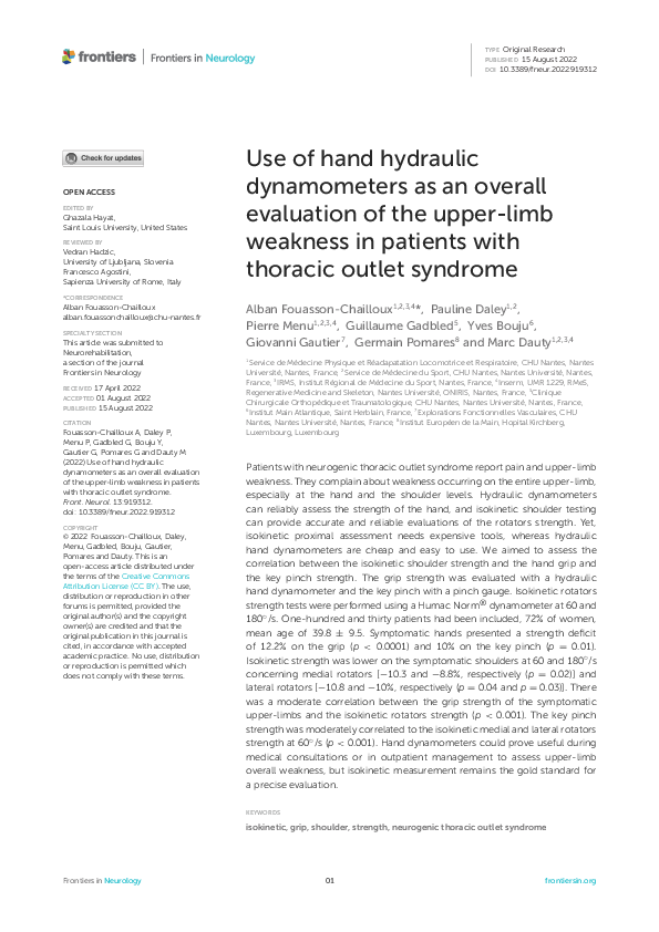 (PDF) Use of hand hydraulic dynamometers as an overall evaluation of ...