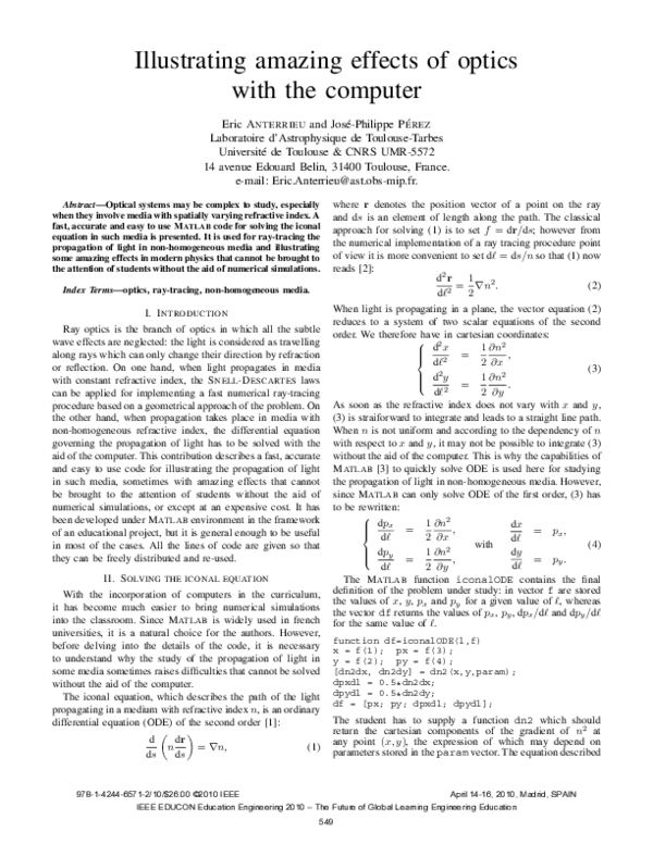 (PDF) Illustrating amazing effects of optics with the computer