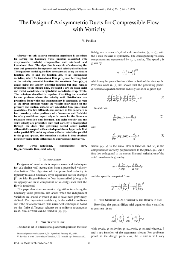 (PDF) The Design of Axisymmetric Ducts for Compressible Flow with Vorticity
