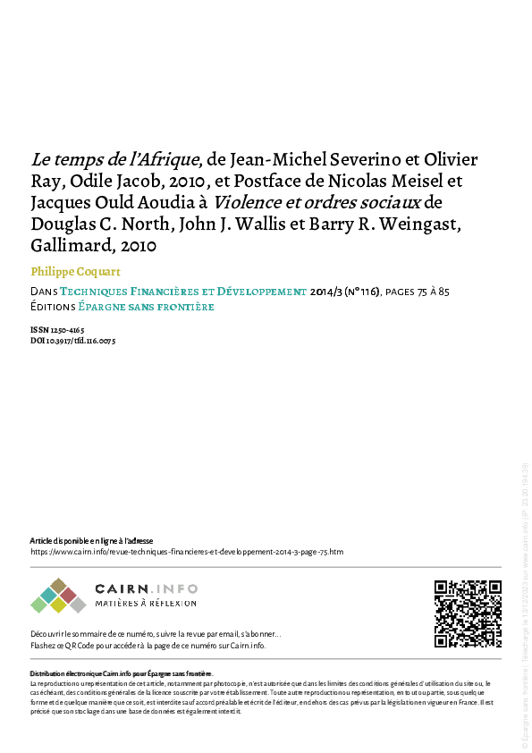 (PDF) Le temps de l’Afrique, de Jean-Michel Severino et Olivier Ray ...