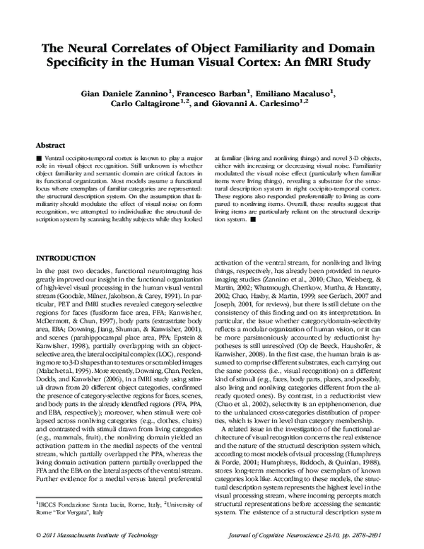 (PDF) The Neural Correlates of Object Familiarity and Domain ...