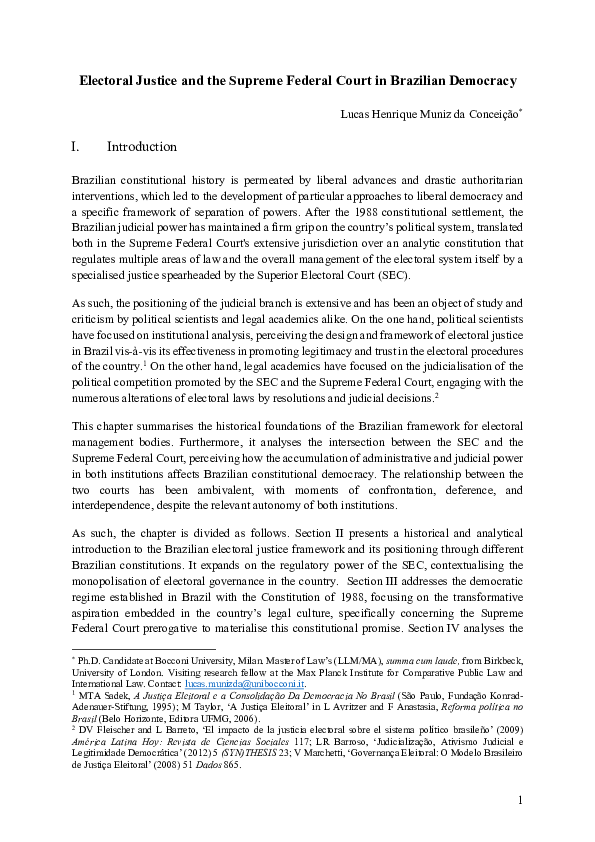 (PDF) Electoral Justice and the Supreme Federal Court in Brazilian ...