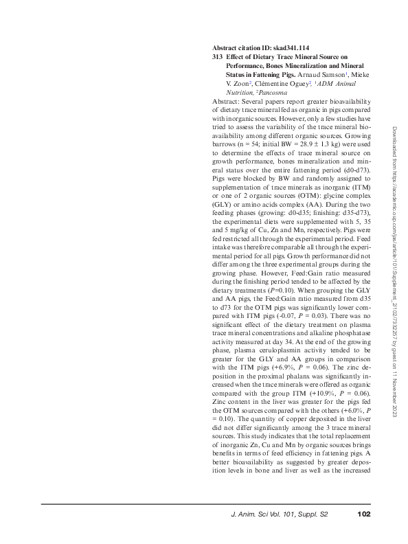 (PDF) 313 Effect of Dietary Trace Mineral Source on Performance, Bones ...