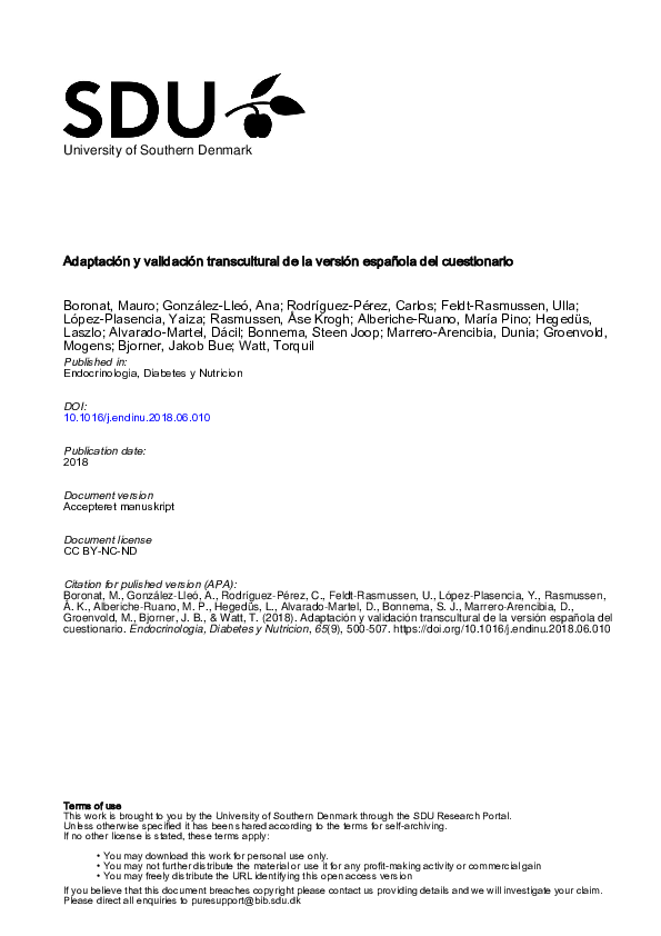 (PDF) Adaptation and cross-cultural validation of the Spanish version ...