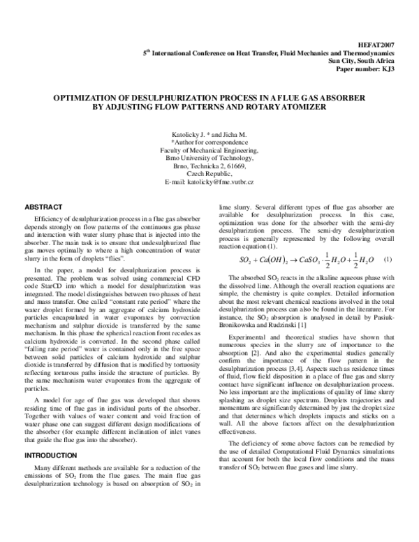 (PDF) Optimization of desulphurization process in a flue gas obsorber ...