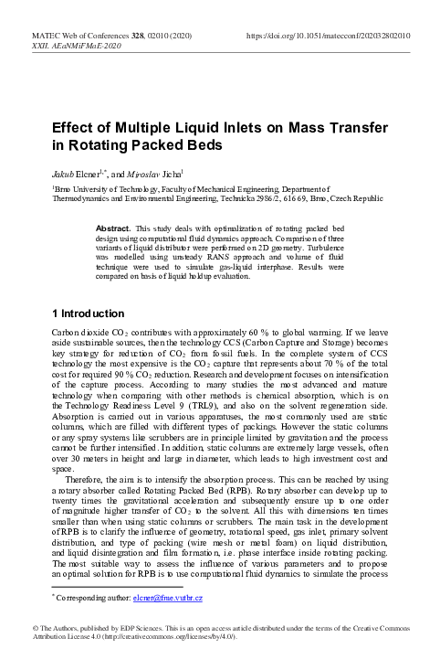 (PDF) Effect of Multiple Liquid Inlets on Mass Transfer in Rotating ...