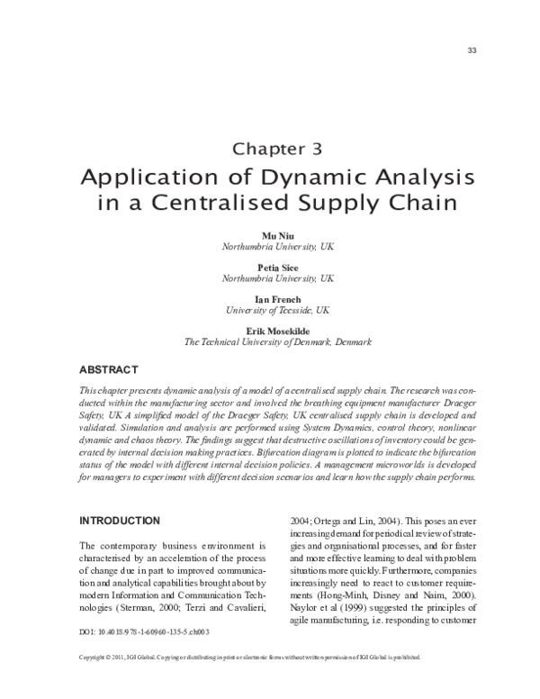 (PDF) Application of Dynamic Analysis in a Centralised Supply Chain