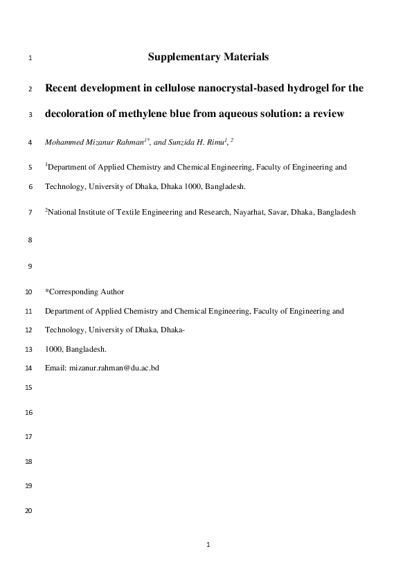 (PDF) Recent development in cellulose nanocrystal-based hydrogel for ...