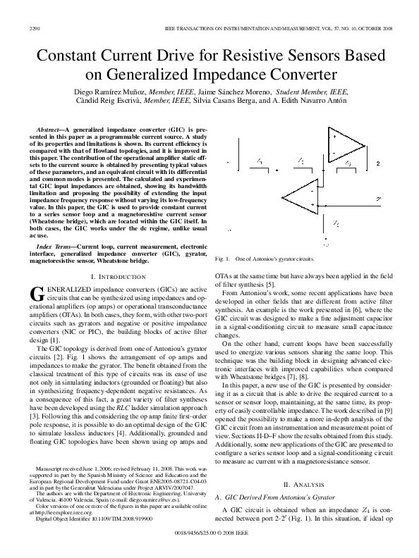 (PDF) Constant Current Drive for Resistive Sensors Based on Generalized ...