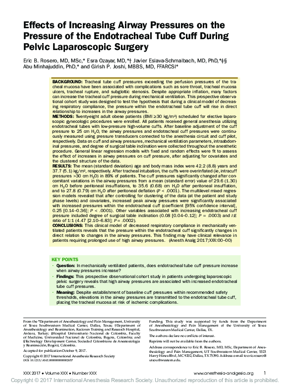 (PDF) Effects of Increasing Airway Pressures on the Pressure of the ...