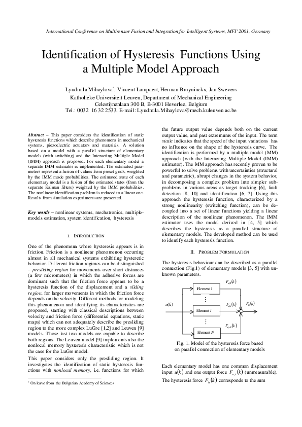 (PDF) Identification of hysteresis functions using a multiple model ...