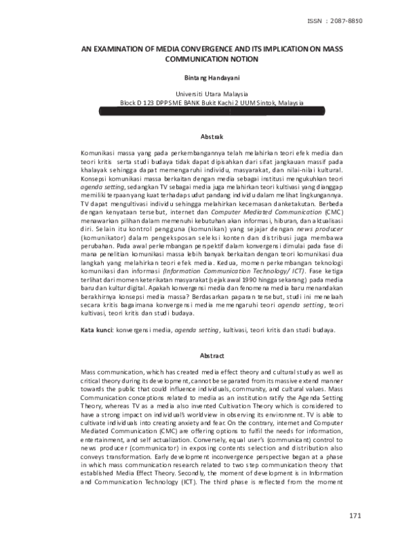 (PDF) An Examination of Media Convergence and Its Implication on Mass ...