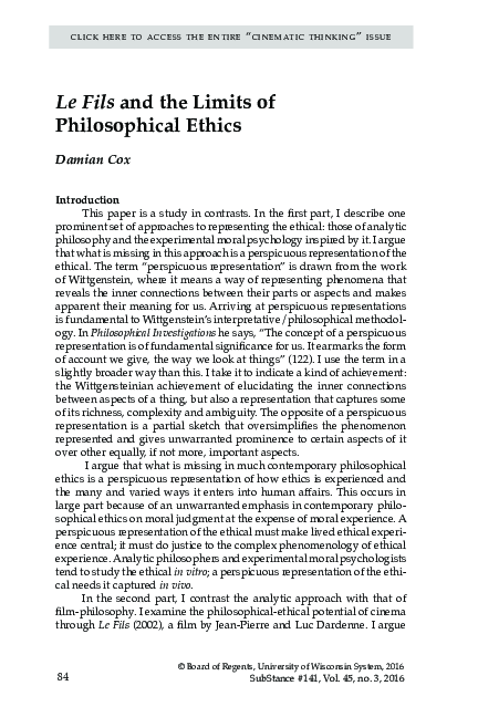 (PDF) Le Filsand the Limits of Philosophical Ethics