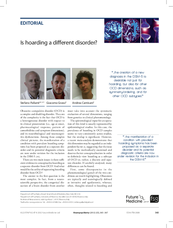 (PDF) Is hoarding a different disorder?