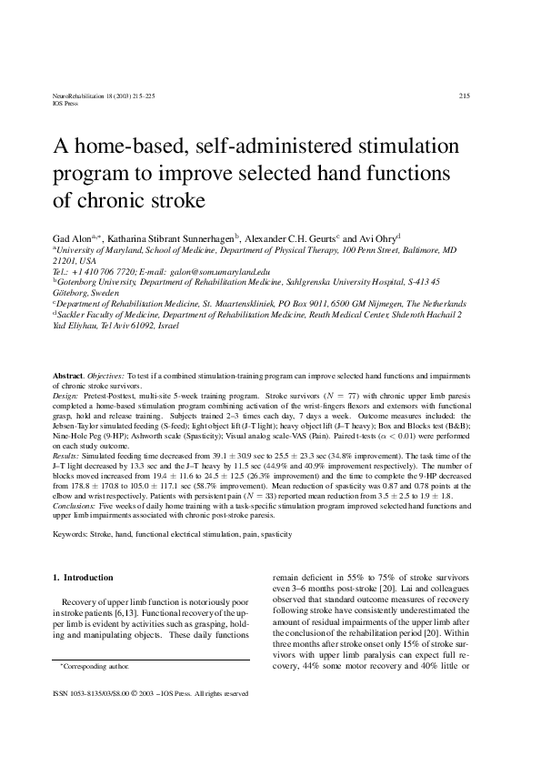 (PDF) A home-based, self-administered stimulation program to improve ...