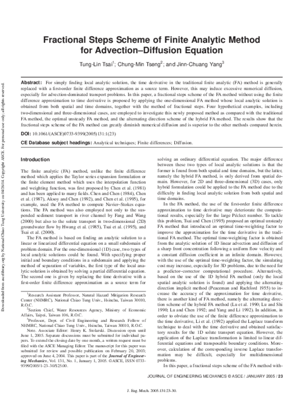 (PDF) Fractional Steps Scheme of Finite Analytic Method for Advection ...
