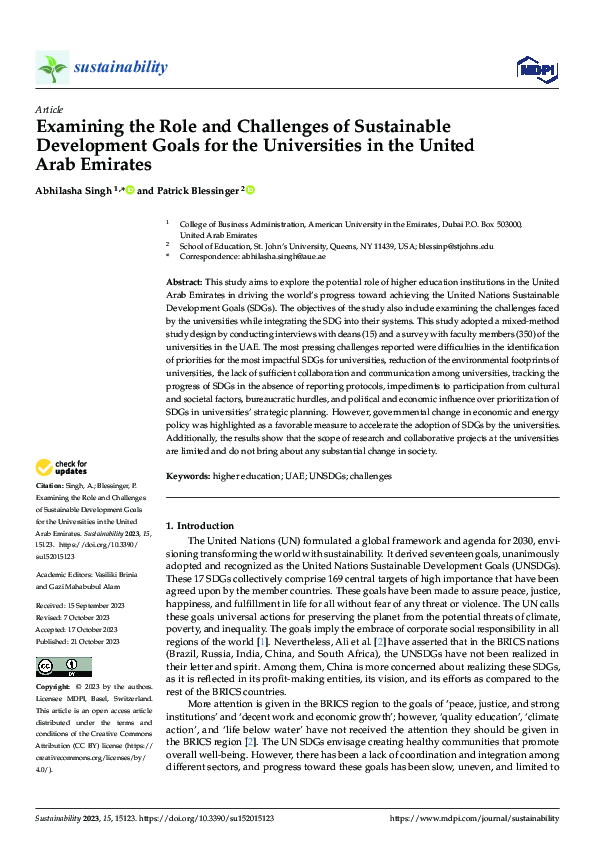 (PDF) Examining the Role and Challenges of Sustainable Development ...