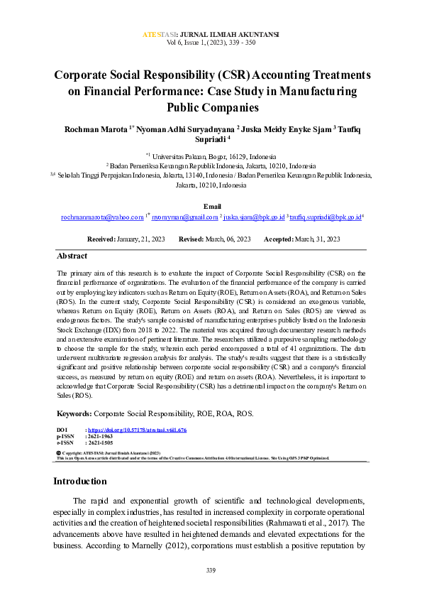(PDF) Impact of Corporate Social Responsibility on Company Performance