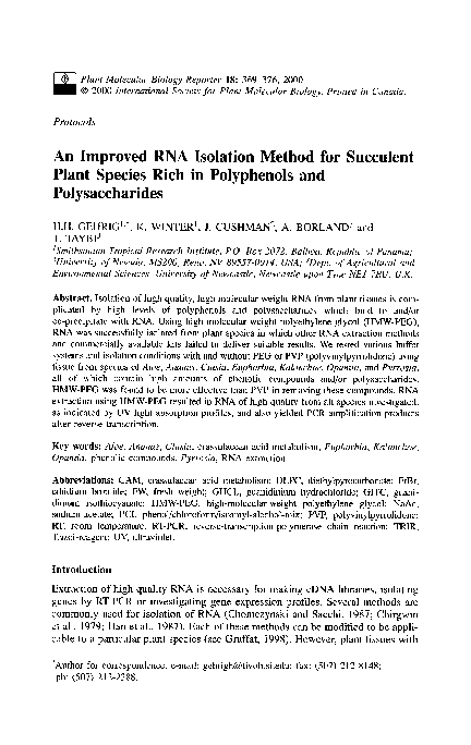 (PDF) An improved RNA isolation method for succulent plant species rich ...