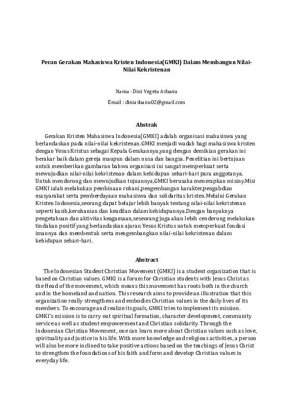(DOC) Peran Gerakan Mahasiswa Kristen Indonesia(GMKI) Dalam Membangun ...