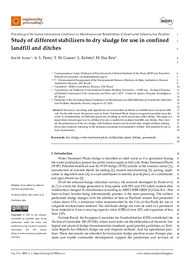 (PDF) Study of different stabilizers to dry sludge for use in confined ...