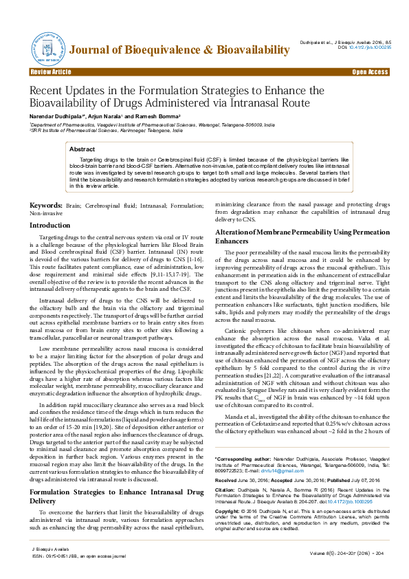 (PDF) Recent Updates in the Formulation Strategies to Enhance the ...
