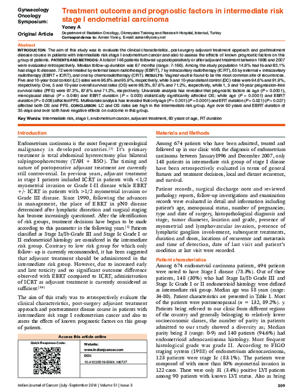 (PDF) Treatment outcome and prognostic factors in intermediate risk ...