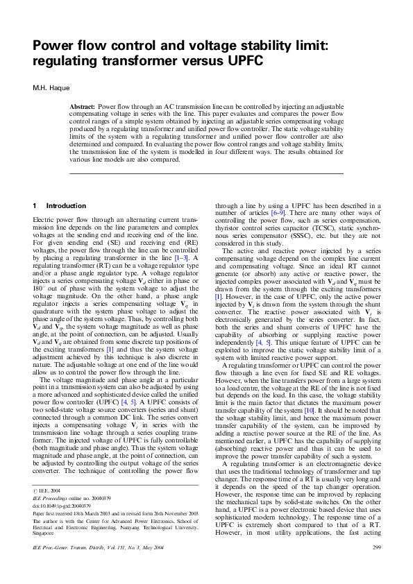 (PDF) Power flow control and voltage stability limit: regulating ...