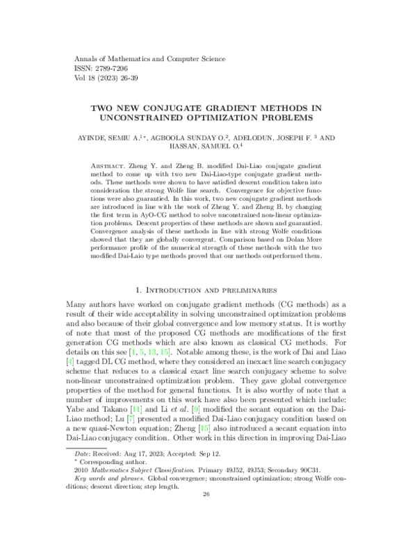 (PDF) Two new conjugate gradient methods in unconstrained optimization ...