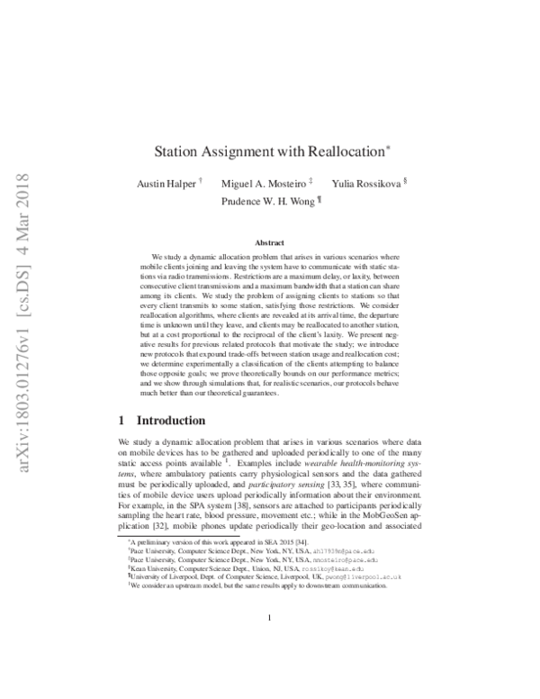 (PDF) Dynamic Client-Station Assignment and Reallocation Algorithms