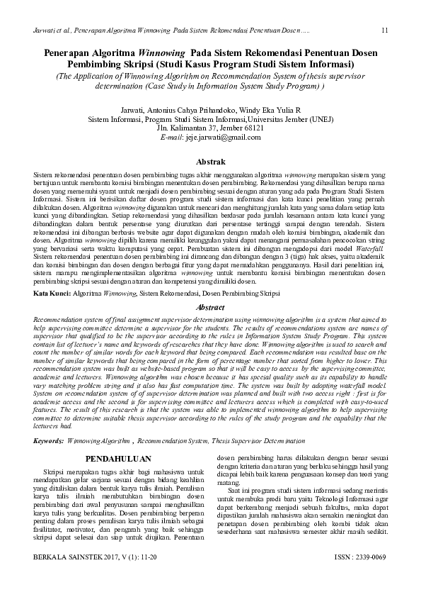 (PDF) Penerapan Algoritma Winnowing Pada Sistem Rekomendasi Penentuan ...
