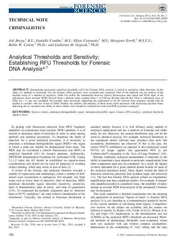 (PDF) Analytical Thresholds and Sensitivity: Establishing RFU ...