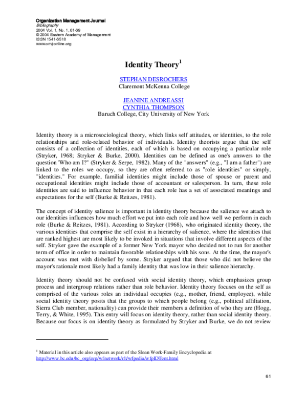 (PDF) Identity Theory 1