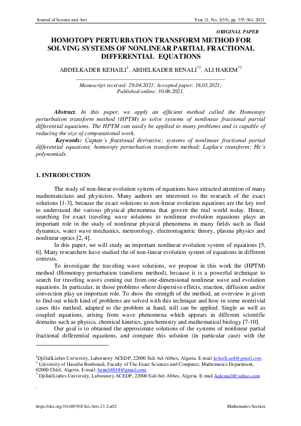 (PDF) Homotopy Perturbation Transform Method for Solving Systems of ...
